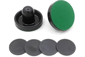 DZXIN Air Hockey Pushers,2 Pcs 60mm Air Hockey Pushers Poussoir Hockey sur Coussin d'air Rondelles de Remplacement Air Rondelles Pucks Set Glace Accessoires Avec 4 rondelles（Schwarz