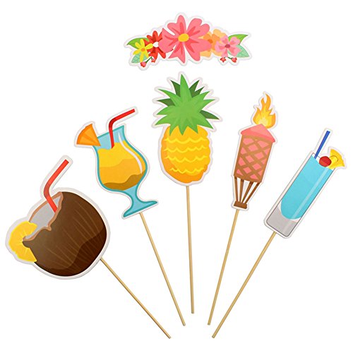 TOAOB Flamingo Hawaii Party Foto Fotorequisiten Fotoaccessoires für Sommer Strand Urlaub Geburtstag Hochzeit Party Kussmünder, Brillen Photo Booth Props Set Packung mit 21 Stück - 3