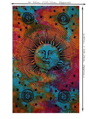 Wandbehang Sonne Tie Dye Hippie Wandteppich Mandala Deko Bunt Indisch Tapestry Psychedelic Wall Hanging boho Tuch By Rajrang - 3