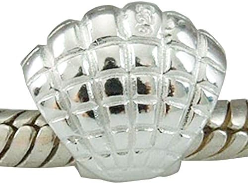 Soulbead Beach Sea Shell Charm Shiny 925 Sterling Silver Bead for 3mm European Snake Chain Bracelets