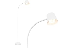 Briloner - Lampada da terra LED senza fili con touch, dimmerabile, piantana, lampada da pavimento, batteria ricaricabile e sorgente luminosa intercambiabile, altezza 126,5 cm, bianco, A batteria