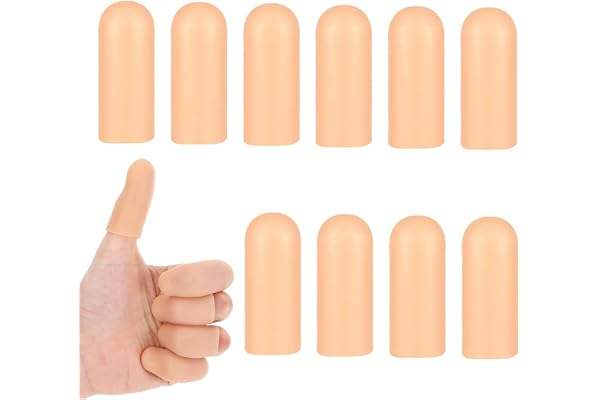 OQKAHIV 10 pcs protège-doigts en silicone, Protection du bout des doigts Imperméables, Protection du pouce, Protection des doigts en cas de blessure des mains, Convient au pouce(Couleur chair)