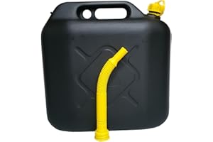 MUDZSAL 20L Jerry Can for Petrol Diesel Fuel with Spout, Emergency Backup Fuel Storage for Cars, Motorcycles, Vans, BLACK