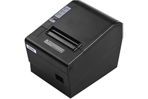 Fesjoy Imprimante de ticket thermique 80mm avec interface de coupe automatique USB Ethernet Impression de billets compatible avec les commandes d'impression ESC/POS pour le magasin à domicile