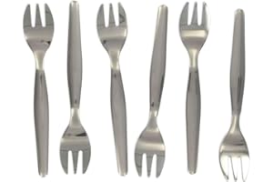 Fackelmann 32133 Lot de 6 fourchettes à huîtres, fourchette dessert, fourchettes pour huîtres, Acier inoxydable, Argenté, 12,5 cm