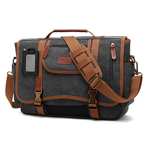 Preisvergleich Produktbild CoolBell Herren Umhängetasche Business Laptop Tasche Messenger Bag Multifunktions Schultasche Arbeitstasche Reisetasche Sport Kuriertasche Passend für 15,6 Zoll Notebook MacBook (Canvas Grau)