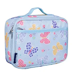 Wildkin Kids Insulated Lunch Box for Boys and Girls, Perfect Size for Packing Hot or Cold Snacks for School and Travel, Moms Choice Award Winner, BPA-free, Olive Kids (Butterfly Garden)