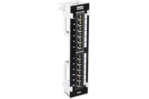 TRENDnet 12-Port Cat6 Unshielded Patch Panel, TC-P12C6V, Wall Mount, Included 89D Bracket, Vertical or Horizontal Installation, Compatible w/ Cat5e & Cat6 RJ45 Cabling, 110 IDC Type Terminal Blocks