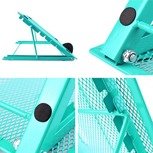 Faltbarer Laptop Tablet Ständer, InGoo Laptopständer Mesh Belüftet Kühler Halter Verstellbarer Computer Halterung Stütze Ständer für Laptop, Notebook, iPad Mini, iPhone, Tablets(Blau) - 4