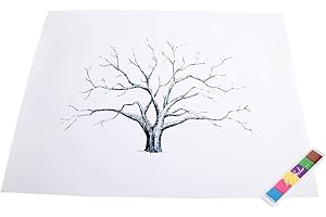 Raguso 4 Types Fingerprint Tree，Thumbprint Tree Canvas Personal Wedding Guest Signature Painting with 6 Colors Ink