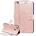 Produktbild SMART LEGEND Huawei P9 Lite Lederhülle Schmetterling Weinstock Premium Schutzhülle Wallet Case Rosegold Muster Design Etui Brieftasche Ledertasche mit Handschlaufe Neu Zubehör im Bookstyle Cover Schale mit Ständer Standfunktion Etui Karten Slot und Magnetverschluss Flip Case