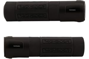 HIGHSIDER Motorrad Lenkergriffgummi Akron, schwarz, Aluring in verschiedenen Farben, abneh. Endkappen, 7/8 Zoll (2er-Pack) (Schwarz)