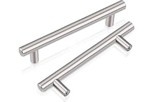 PinLin 10 Pack Kitchen Door Handles 96mm Hole Centre Brushed Nickel Cabinet Handles Stainless Steel Cupboard T Bar Handle (Screws Included)
