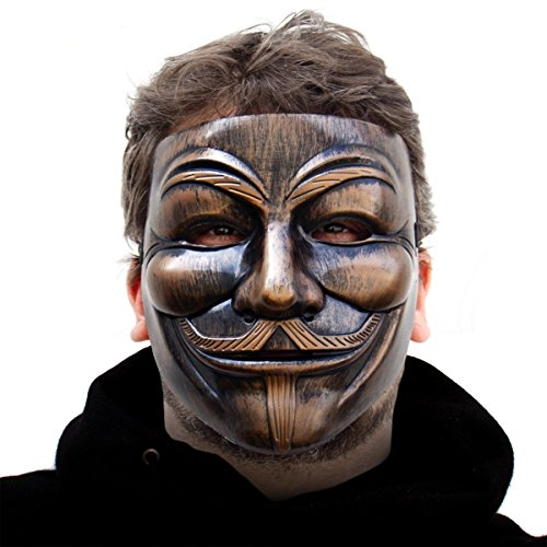Luxus V wie Vendetta Maske Guy Fawkes Anonymous Replika Demo Anti Mask in Gold-Bronze - 2