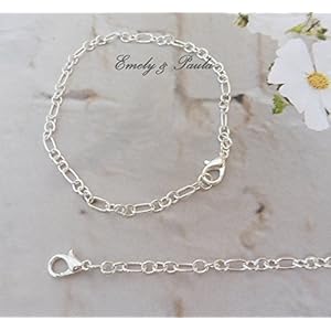 2 GliederArmbänder versilbert Karabiner Basic Armband