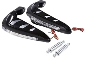 MADEZZ Motorcycle Handguards, 1 Pair Universal Handlebar Hand Protector LED Light Motorcycle Hand Guards(Black)