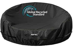Awnic Sonneninsel Abdeckung Wasserdicht, Schutzhülle Liegeinsel Wetterfest, Runde Sonneninselschutz, 420D Oxford Stoff (Ø230x90/48cm)