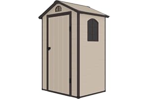 Gardiun Caseta de Resina Stella 1,34 m² 132x102x203 cm con Ventana Lateral Rejilla de Ventilación y Puerta Abatible