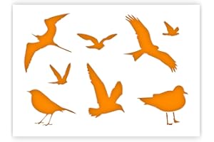 QBIX Stencil per uccelli - Sagome di uccelli - Stencil di gabbiano - Formato A5 - Stencil fai-da-te riutilizzabile per bambini per pittura, cottura, artigianato, parete, mobili