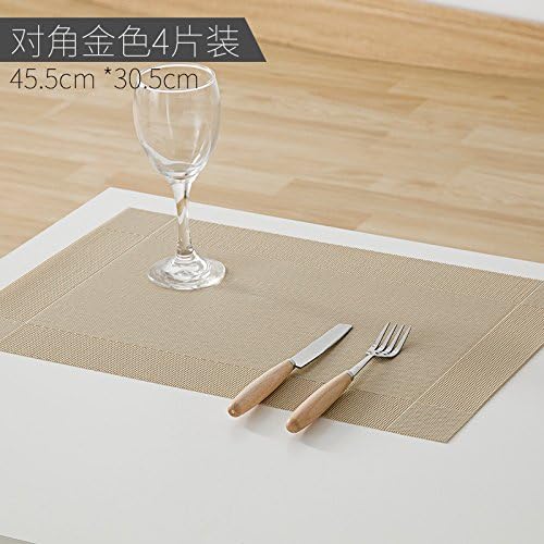 Dinner mat table mat heat insulation cushion of European style, heat insulation, plate pad, bowl pad and waterproof mat for household,Diagonal gold 4