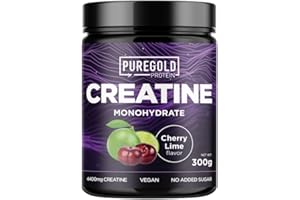PURE GOLD PROTEIN Kreatin Monohydrat Cherry Lime Geschmack für 50 Tage Portionen - 300g Creatine Mikronisiert mit schneller Löslichkeit