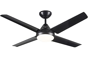 Newday Ventilateur de Plafond avec Lampe Noir, 122cm avec Lumiere Silencieux, avec éclairage et Télécommande Pour Chambre Salon Bureau Cuisine