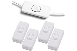 TAKEYFAITHER 4 Pcs Torpedo Switch 2 Amp Inline Switch Rocker Switch Double Pole Switch Accepts 2 or 3 Core and Round or Flat Wire for Small Appliance or Lamp