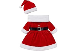 Loalirando Completo Bambina Elegante Abito di Natale Bambina Neonata Vestiti Bambina Invernali+Sciarpa+Cappello di Natale per Bambini