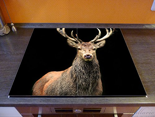 Wallario Herdabdeckplatte / Spritzschutz aus Glas, 2-teilig, 60x52cm, für Ceran- und Induktionsherde, Stattlicher Rothirsch - 2
