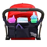 Luxury Buggy Organiser By Lebogner, Stroller Organizer, Stroller Accessories, Universal Black Baby Diaper Pushchair Bag, Stroller Cup Holder, Fits Most Strollers.
