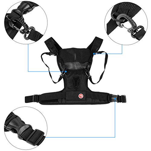 MICNOVA MQ-MSP01 Nouveau Bandouli  re de Transport Photographe Sangle de Poitrine Corps   lastique R  glable avec C  t   Housse de Cam  ra 1 4  Vis pour Canon Nikon Sony DSLR Cam  ra