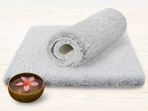 SKY Badematte Uni – Größe wählbar – 70x120cm, hellgrau – Öko-Tex 100 zertifiziert - 3