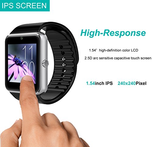 YAMAY® Bluetooth Smartwatch Uhr Intelligente Armbanduhr Fitness Tracker Armband Sport Uhr Telefon mit SIM-Kartenslot/Kamera/Schrittzähler/Schlaftracker/Romte Capture Kompatibel mit Android Smartphone - 3