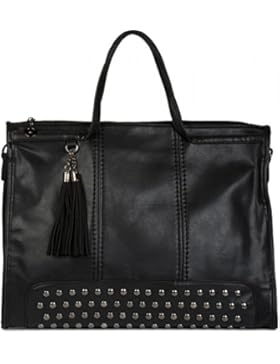 styleBREAKER Henkeltasche mit Nieten Applikation und Quasten, Shopper, Umhängetasche, Handtasche, Tasche, Damen...