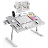 Bix Saiji K10 XXL Kitap Standlı, PVC Deri Y&uuml;zeyli, 5 Kademe Y&uuml;kseklik &Ouml;zellikli Ayarlanabilir &Ccedil;alışma ve Laptop Masası Gri