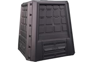 INTEC Composter da giardino 380L Antracite Rifiuti ecologici Coperchio e portello di estrazione