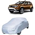 Autoreatil Top Seeling UV Protection Fully Body Car Cover for Renault Duster (All Models Compatible) Heat Resistant,Triple Stitch, Buckle with Strong Strap Without Mirror_Silver