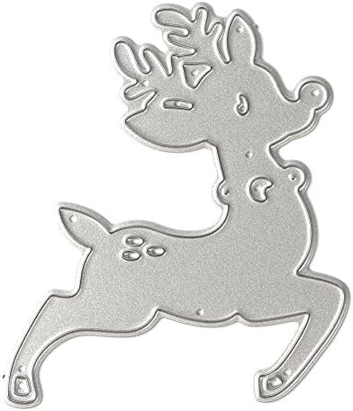 HAPPYQUDA Running Deer Christmas Style Album Frame Metal Cutting Dies Stencil DIY Scrapbooking Template Decor Card Making Kids Children Educational Craft