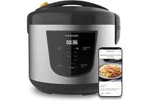 NEWLUX-Robot da Cucina Multifunzione 5L Mod.NEWCOOK con Vasca Antiaderente, Programmabile 24H, 9 Funzioni e 8 Menu Automatici. Mantiene caldo 24 ore | Nero