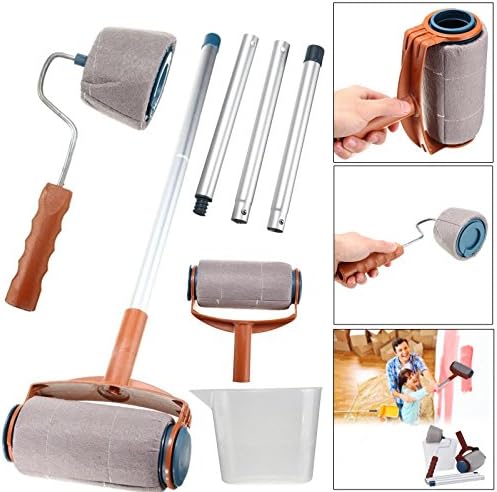 MyCamBay 6 Pcs Paint Roller Brush Handle Pro Flocked Edger Room Wall Painting Runner Kit By