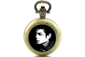 Products Just4U Gift Boxed Michael Jackson Themed Quartz Pocket/Necklace Watch with Free Spare Battery