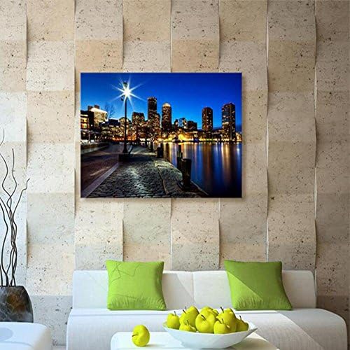 JIN European Landscape Frameless Painting City At Night Home Mural Paintings LED Lights Glowing Paintings Decorative Painting , 30*50