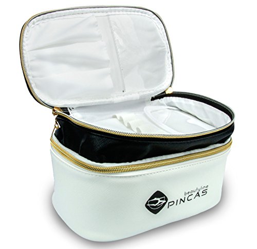Hochwertige Designer Kosmetiktasche von Pincas. Ein edler Kosmetikkoffer mit 2 goldenen Verschlüssen für die anspruchsvolle Dame. Das elegante Beauty Case besitzt ein integriertes Ordnungssystem. - 3