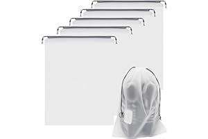 MEETTIKEY 5 Sacs à Chaussures, Sacs à Chaussures Transparents de Voyage avec Cordon de Serrage Organisateur de Chaussures pour Hommes et Femmes, Sac de Rangement pour Les Essentiels de Voyage