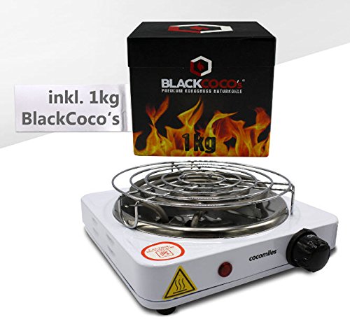 Shisha Naturkohle-Set: cocomiles Kohleanzünder + Kohlegitter & 1Kg Blackcocos