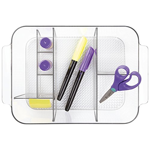 mDesign Schreibtisch Organizer – Farbe: Durchsichtig – Sortierbox mit 8 verschieden großen Fächern und integrierten Griffen – Praktisches Schreibtisch Ordnungssystem für einen aufgeräumten Arbeitsplatz - 2