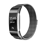 Fitbit Charge 2 HR Armband,Milanese Schlaufe Edelstahl Armband Smart Watch Armbänder Replacement Handgelenk Band Wrist Strap Watchband Fitness Ersatzarmband mit einzigartiger Magnetverriegelung für Fitbit Charge 2/ Fitbit HR Ersatzarmbänder,Größe