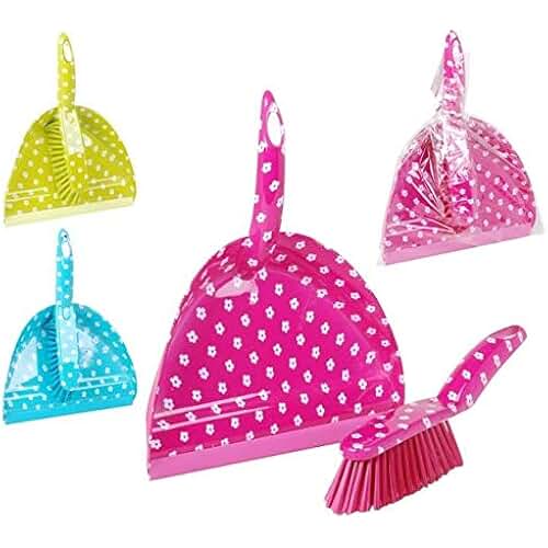 pink dust pan and brush