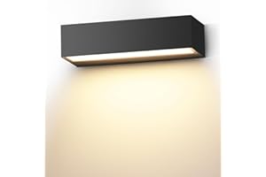Cwycfw 18W Applique da Parete Interno 30Cm Nero Applique Esterno 3000K Bianco Caldo Lampade da Parete IP54