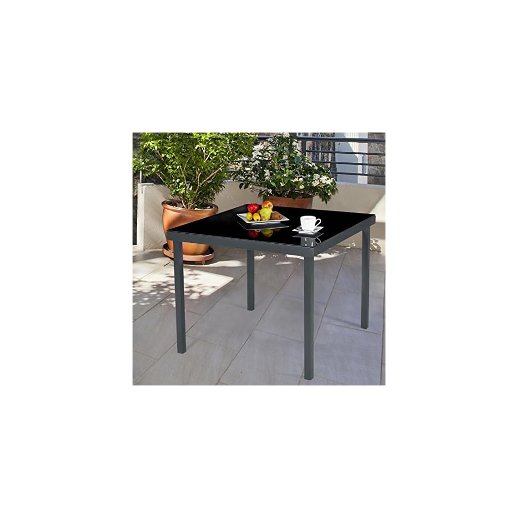 Ultranatura Gartentisch mit Glasplatte der Serie Korfu, Terrassentisch